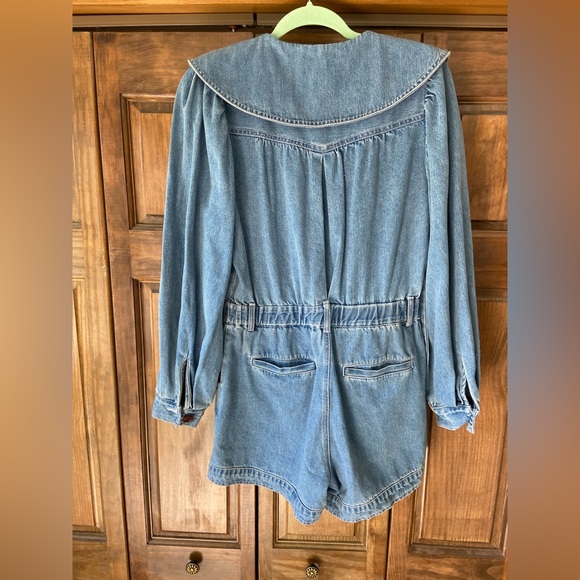 Sea New York Alyssa Denim Romper with Collar - Picture 3 of 6